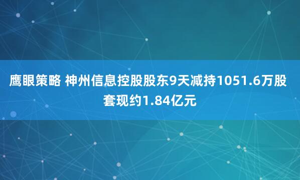 鹰眼策略 神州信息控股股东9天减持1051.6万股 套现约1.84亿元